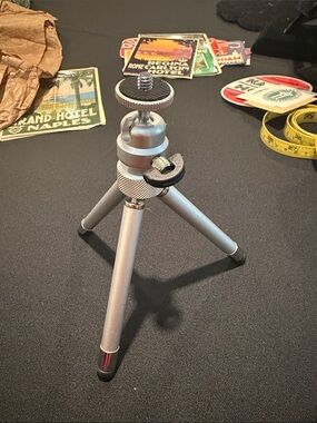 Compact Silver Tabletop Tripod - Portable Camera Mount